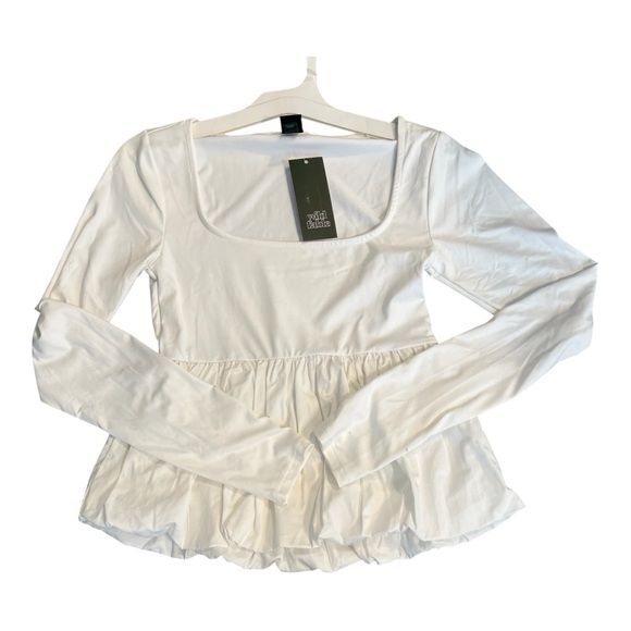 4/$20 NWT Wild Fable White Long Sleeve Peplum Blouse XS - Picture 3 of 9